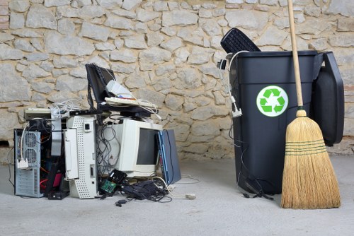 Various furniture pieces ready for disposal